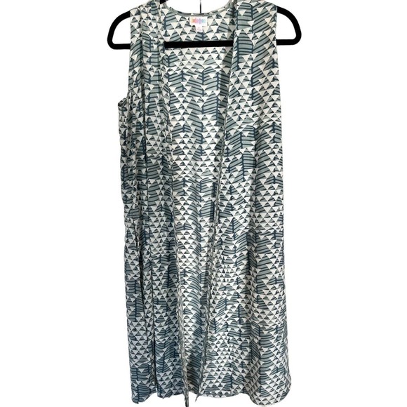 Lularoe Joy Split Seam Duster Long Vest Triangle pattern Size Small NWT - Picture 1 of 6